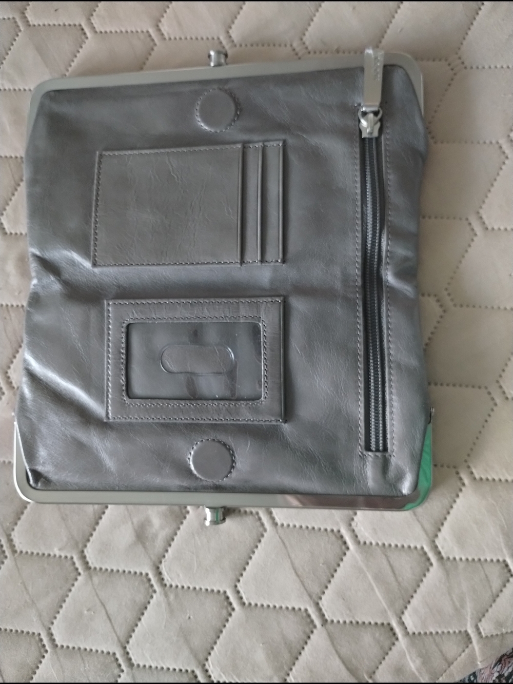 Hobo Wallet in Gray  Leather